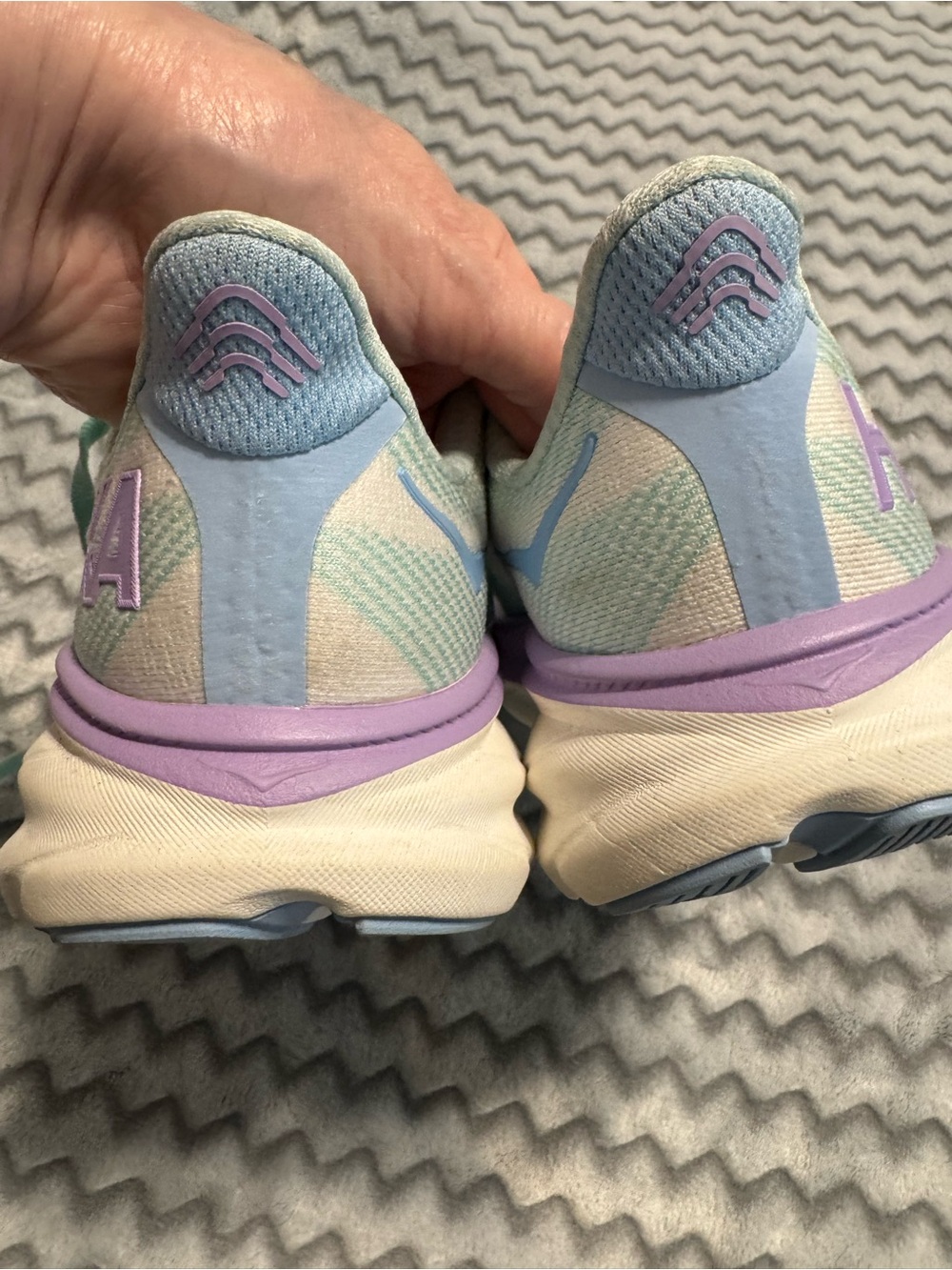 Hoka Women's Mint Green & Lavender Athletic Running Shoes - Picture 13 of 14
